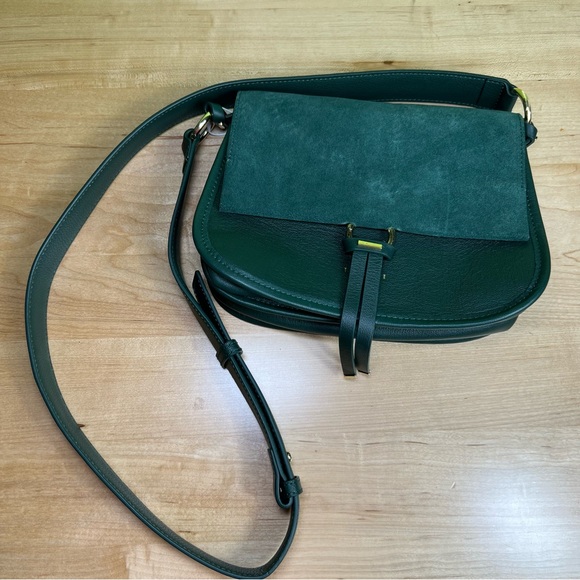 Ted Baker harrlee long tassel saddle shoulder bag in dark green NWT - Picture 8 of 9